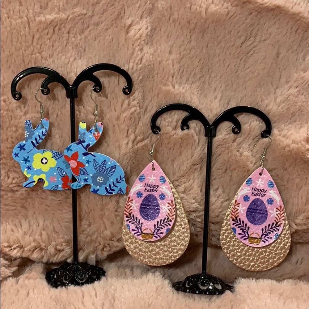 Easter Earrings - Floral Bunnies & Teardrop